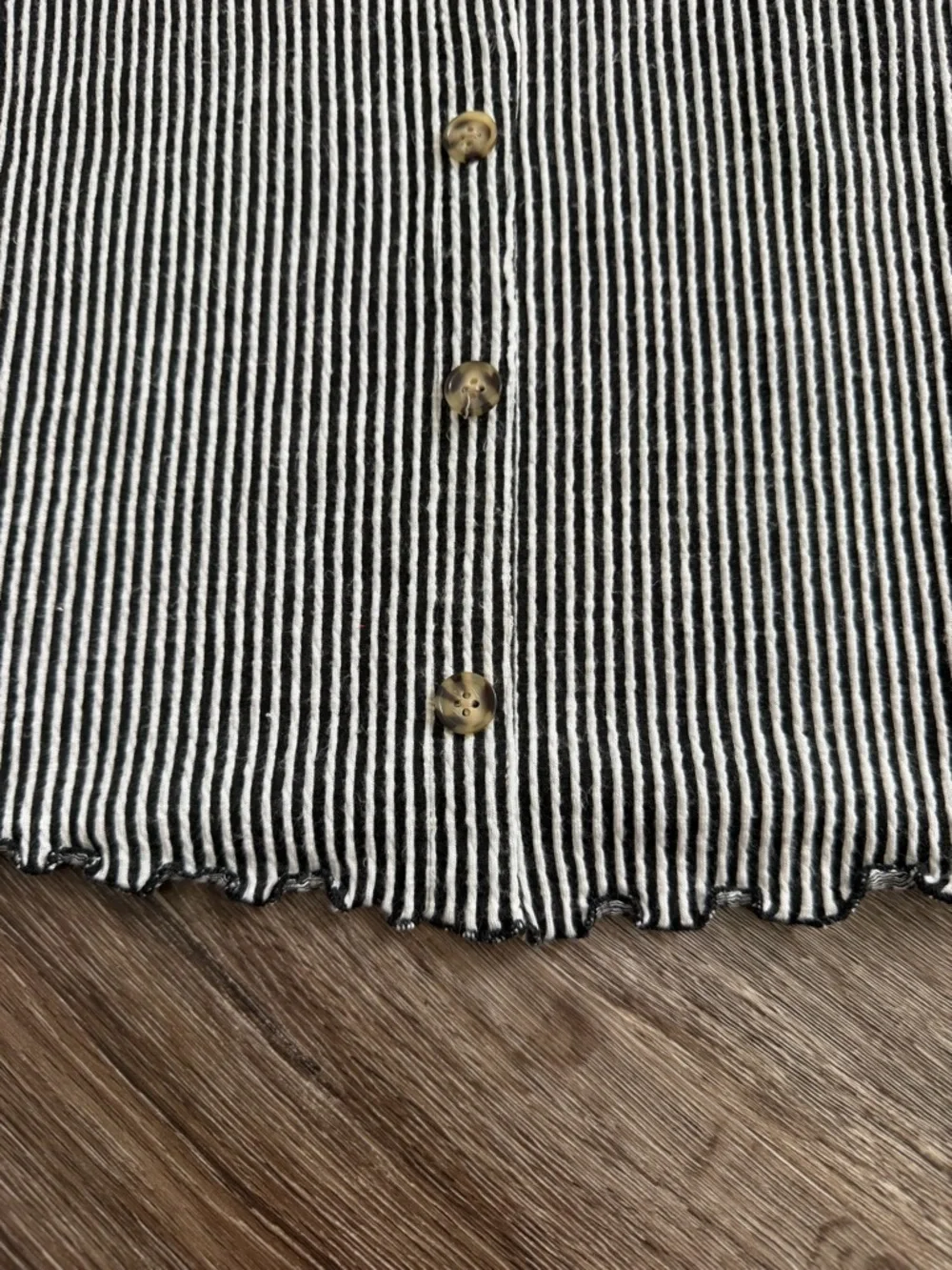 Striped Black and White Button-Front Tank Top - Picture 3 of 5